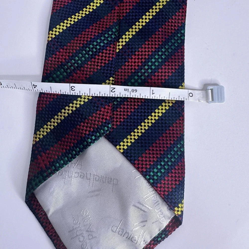 Daniel Hechter Italian Navy Red Burgundy Striped Navy‎ Yellow Silk Neck Tie